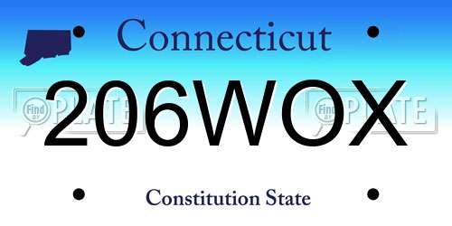 206WOX Connecticut License Plate