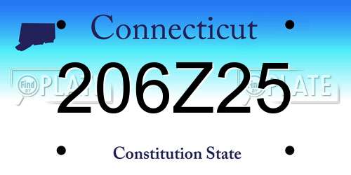 206Z25 Connecticut License Plate