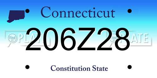 206Z28 Connecticut License Plate