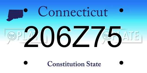 206Z75 Connecticut License Plate