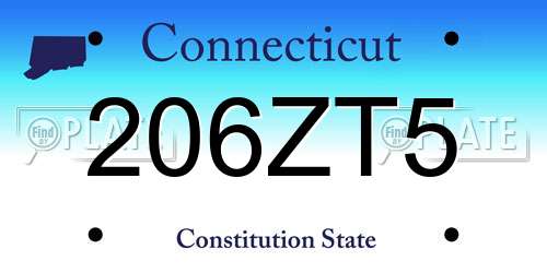 206ZT5 Connecticut License Plate