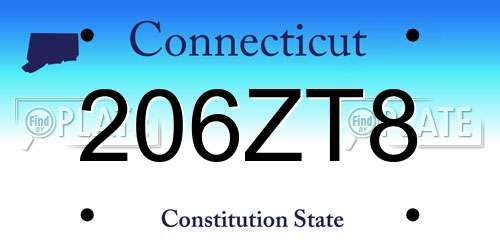 206ZT8 Connecticut License Plate