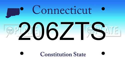 206ZTS Connecticut License Plate