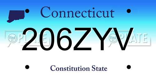 206ZYV Connecticut License Plate