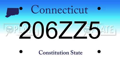 206ZZ5 Connecticut License Plate
