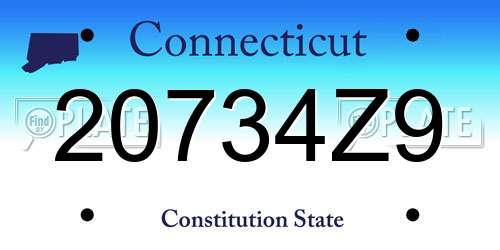 20734Z9 Connecticut License Plate