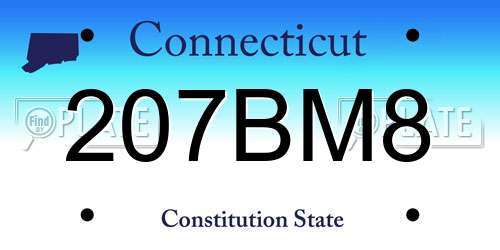 207BM8 Connecticut License Plate