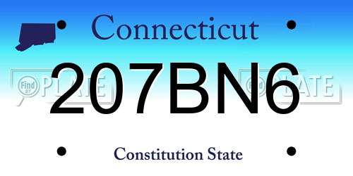 207BN6 Connecticut License Plate