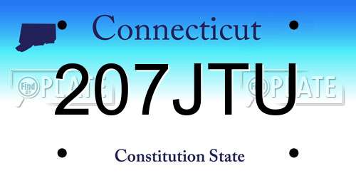 207JTU Connecticut License Plate