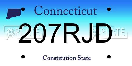 207RJD Connecticut License Plate