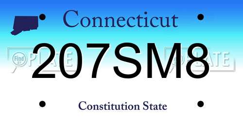 207SM8 Connecticut License Plate