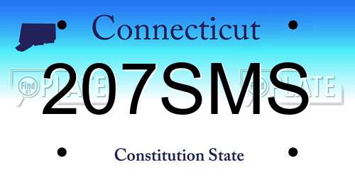 207SMS Connecticut License Plate