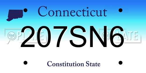 207SN6 Connecticut License Plate