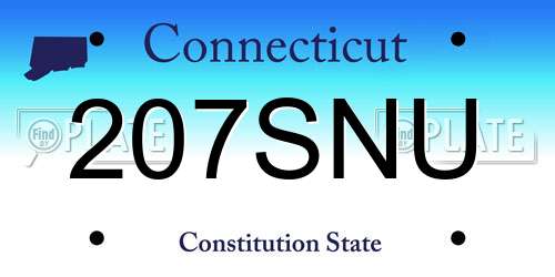 207SNU Connecticut License Plate