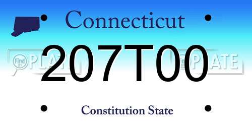 207T00 Connecticut License Plate