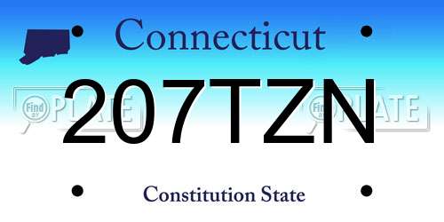 207TZN Connecticut License Plate