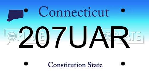 207UAR Connecticut License Plate