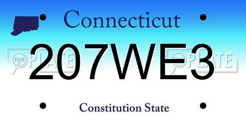 207WE3 Connecticut License Plate
