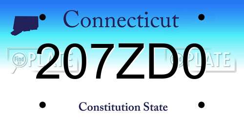 207ZD0 Connecticut License Plate