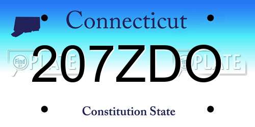 207ZDO Connecticut License Plate