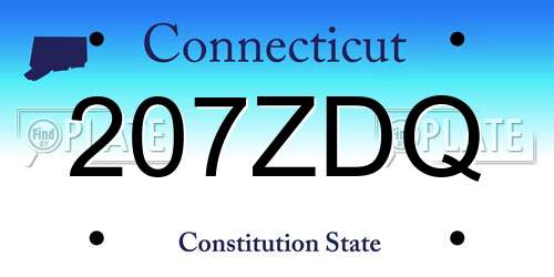 207ZDQ Connecticut License Plate