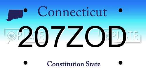 207ZOD Connecticut License Plate