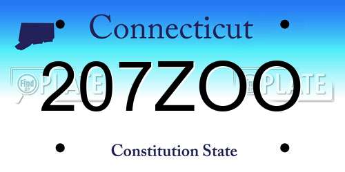 207ZOO Connecticut License Plate