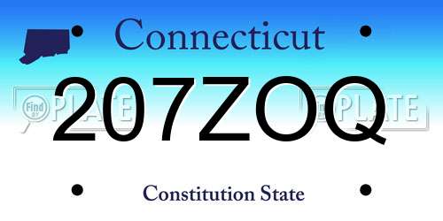 207ZOQ Connecticut License Plate