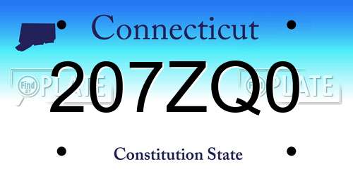 207ZQ0 Connecticut License Plate