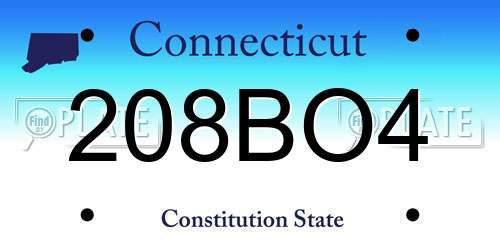208BO4 Connecticut License Plate