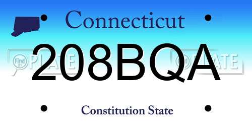 208BQA Connecticut License Plate
