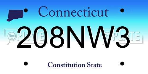 208NW3 Connecticut License Plate