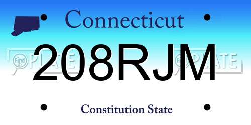 208RJM Connecticut License Plate