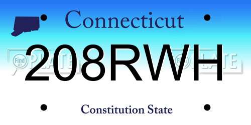 208RWH Connecticut License Plate