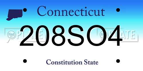 208SO4 Connecticut License Plate