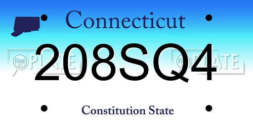 208SQ4 Connecticut License Plate