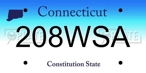 208WSA Connecticut License Plate