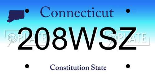 208WSZ Connecticut License Plate