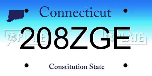 208ZGE Connecticut License Plate