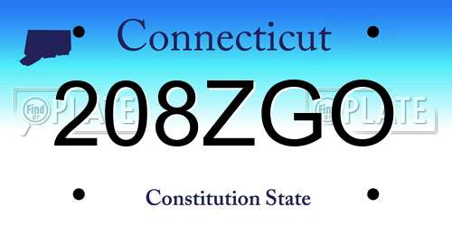 208ZGO Connecticut License Plate