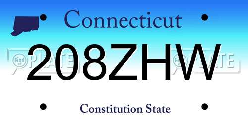 208ZHW Connecticut License Plate