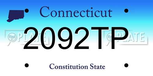 2092TP Connecticut License Plate