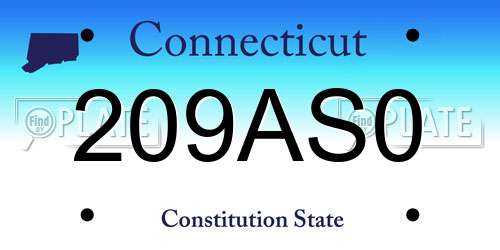 209AS0 Connecticut License Plate
