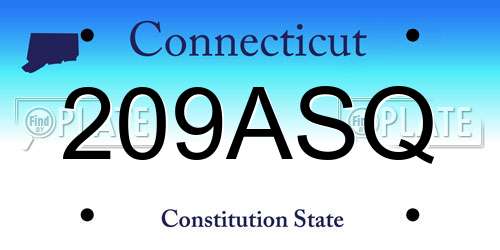 209ASQ Connecticut License Plate