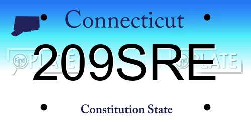 209SRE Connecticut License Plate