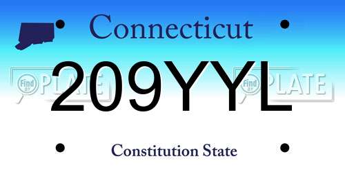 209YYL Connecticut License Plate