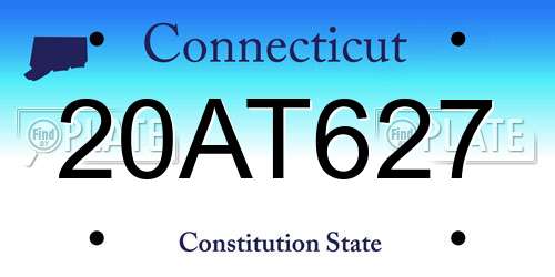 20AT627 Connecticut License Plate