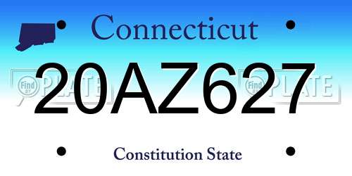 20AZ627 Connecticut License Plate