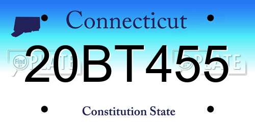 20BT455 Connecticut License Plate