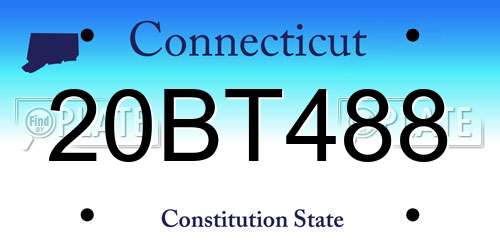 20BT488 Connecticut License Plate
